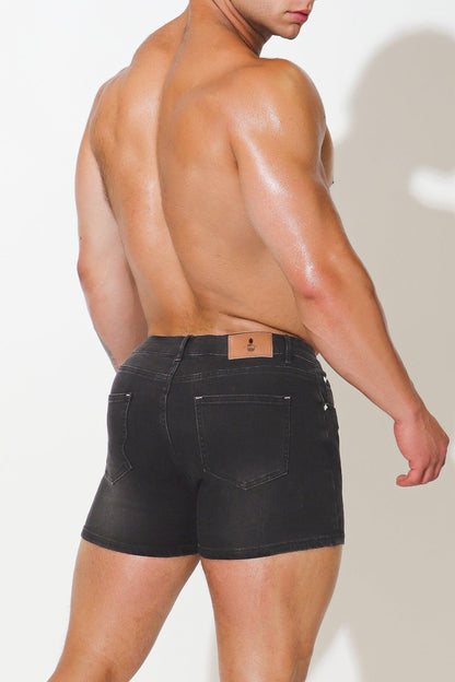 JJ Malibu Men's In-Your-Dreams 3.5" Denim Short Shorts - Black