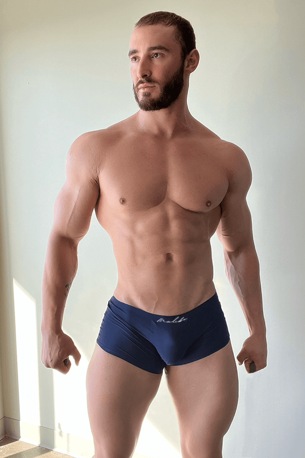JJ Malibu Men's Come-Over Silky Seamless Boxer Briefs - Indigo Navy