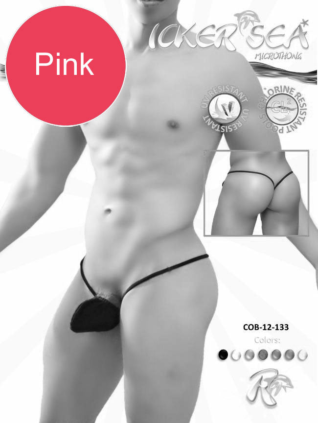 Black lace thong swimwear with pink accent from icker sea cup micro g string collection pink cob-12-133
