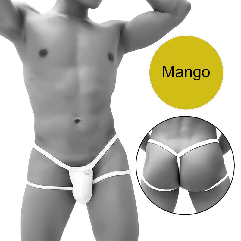 White cotton thong with thin waistband and back straps in icker sea enhancement micro jock thong underwear
