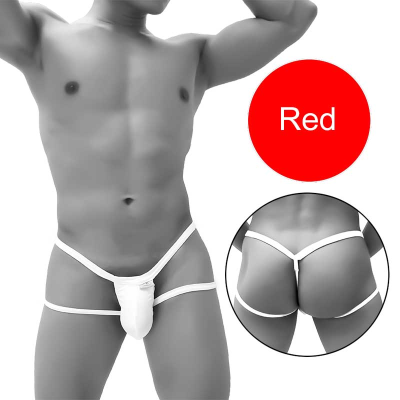White red icker sea enhancement micro jock thong underwear with supportive design and adjustable straps