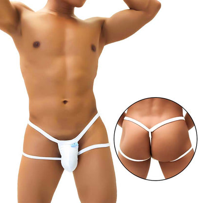 White icker sea enhancement micro jock thong underwear with supportive fit and small blue front tag