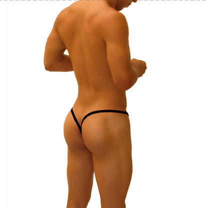 Black thong underwear with sleek thin straps and y back cut out design from icker sea superhero stripe collection