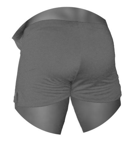 Icker Sea tennis side slit shorts in gray with smooth form-fitting fabric and subtle waistband detail front view