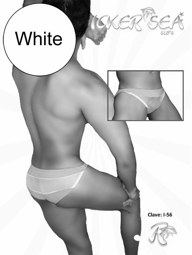White lace-trimmed bikini briefs with transparent panel from kicker sea in white for stylish underwear wear