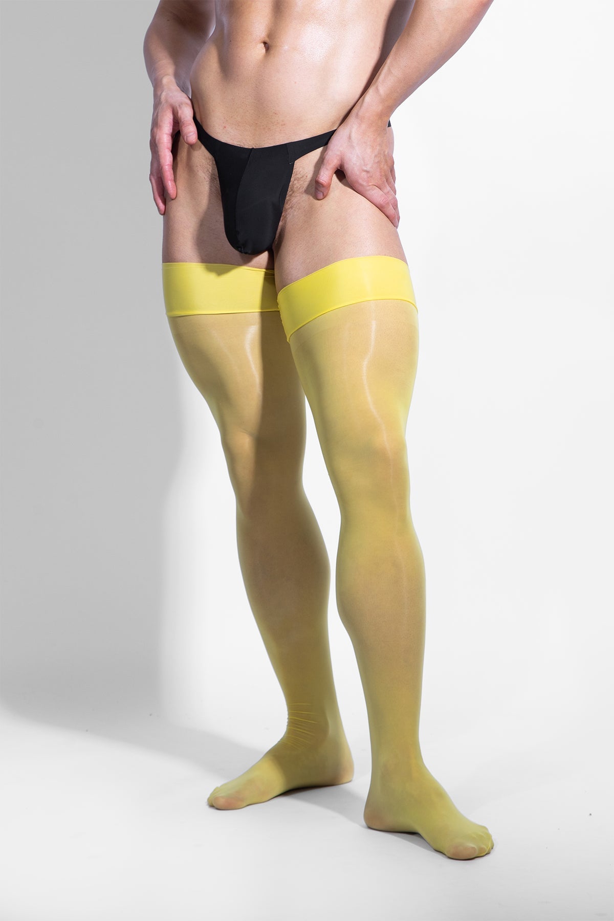 JJ Malibu Men's Allure Roll-Up Stockings - Banana Yellow