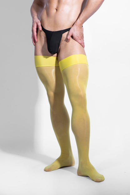 JJ Malibu Men's Allure Roll-Up Stockings - Banana Yellow