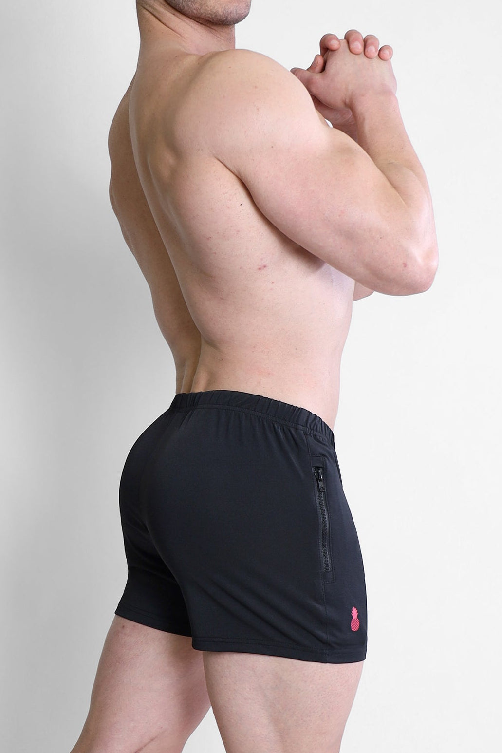 JJ Malibu Men's Karma 2" Short Shorts with Zipper Pockets - Black