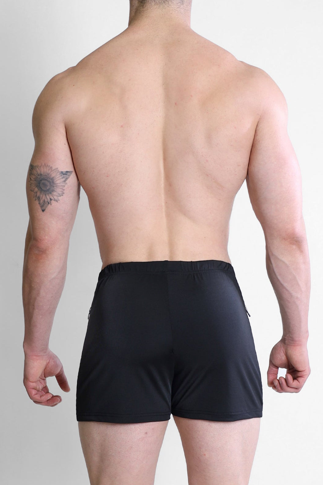 JJ Malibu Men's Karma 2" Short Shorts with Zipper Pockets - Black