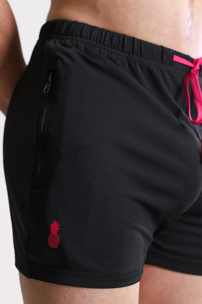 JJ Malibu Men's Karma 2" Short Shorts with Zipper Pockets - Black