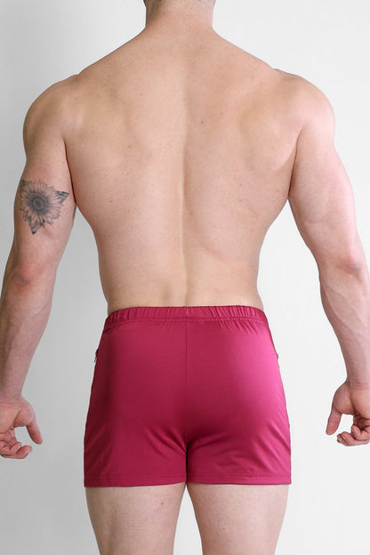 JJ Malibu Men's Karma 2" Short Shorts with Zipper Pockets - Magenta