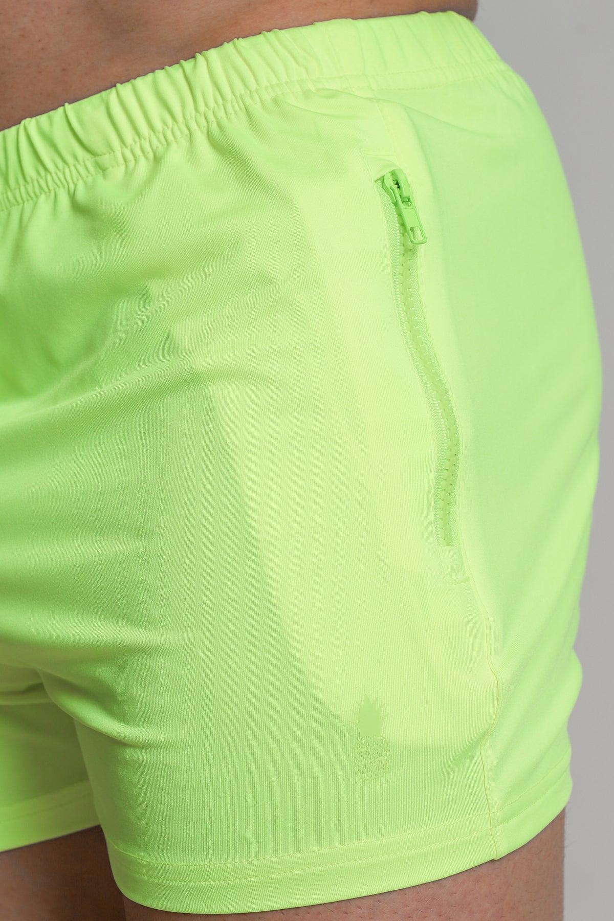JJ Malibu Men's Karma 2" Short Shorts with Zipper Pockets - Neon Yellow