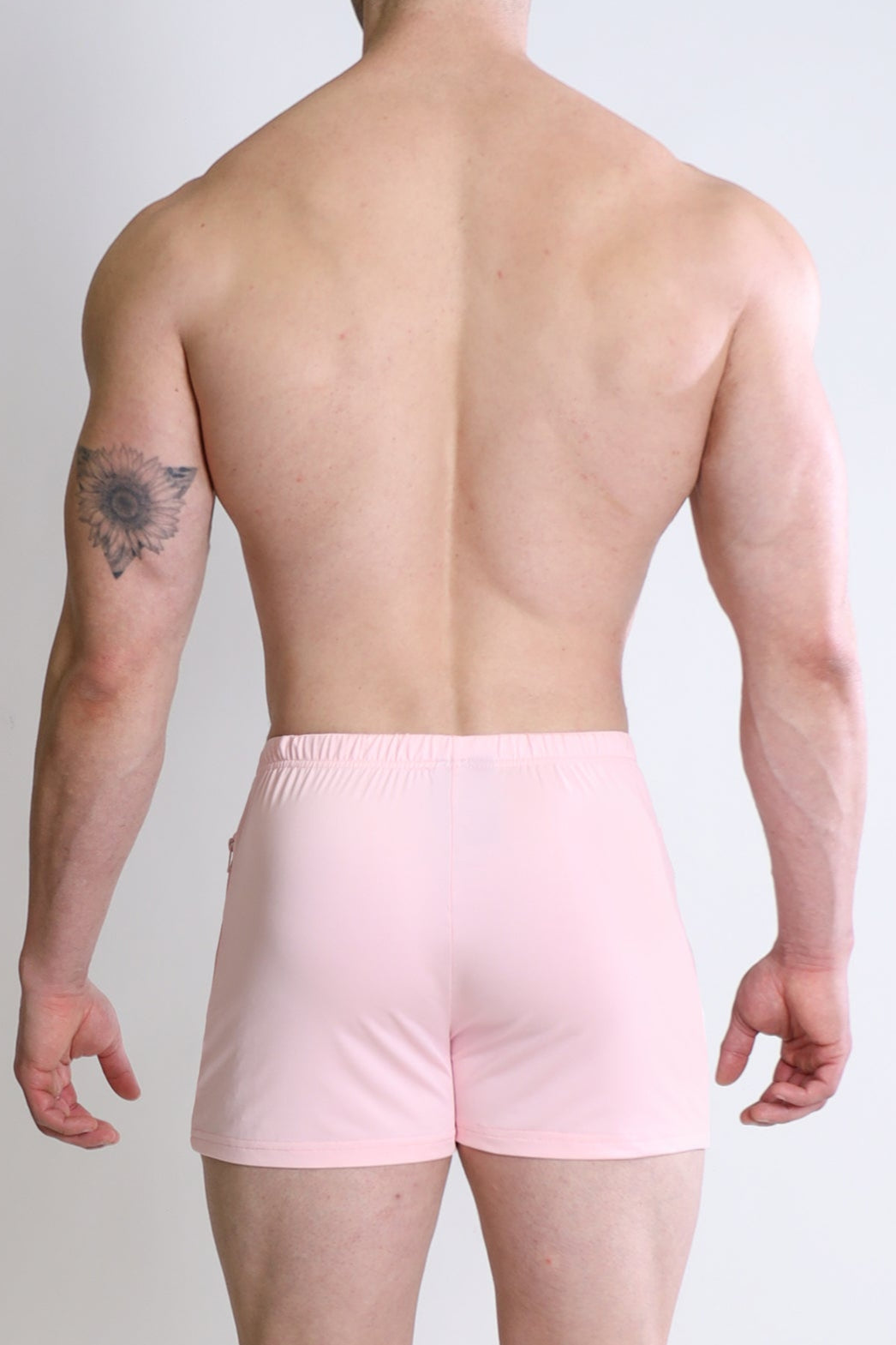 JJ Malibu Men's Karma 2" Short Shorts with Zipper Pockets - Baby Pink