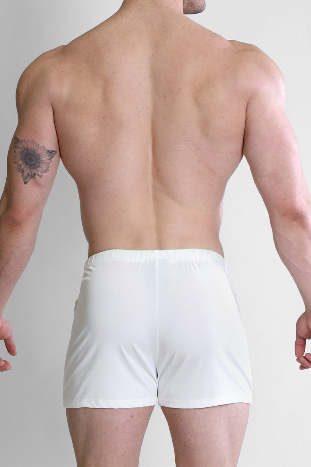 JJ Malibu Men's Karma 2" Short Shorts with Zipper Pockets - White