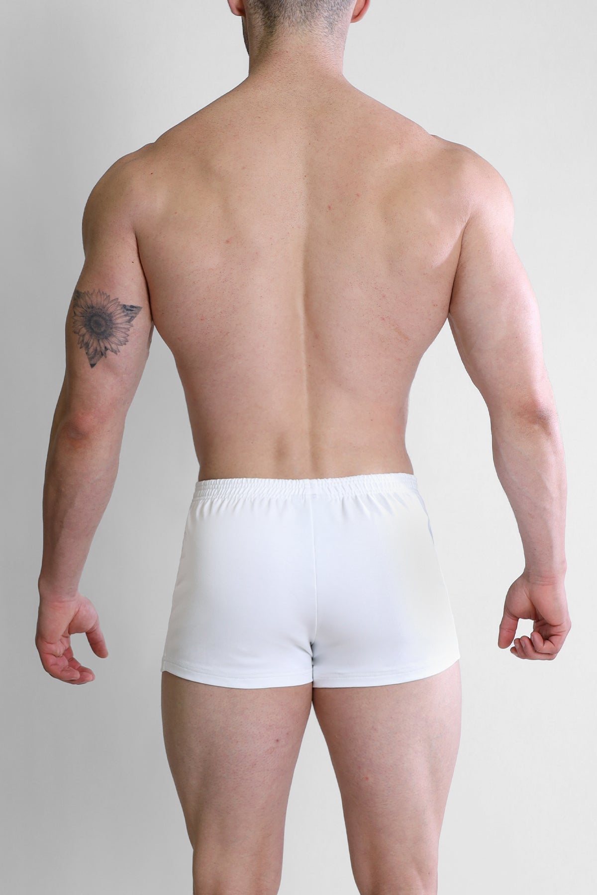 JJ Malibu Men's Varsity 2" Short Shorts with Zipper Pocket  - White
