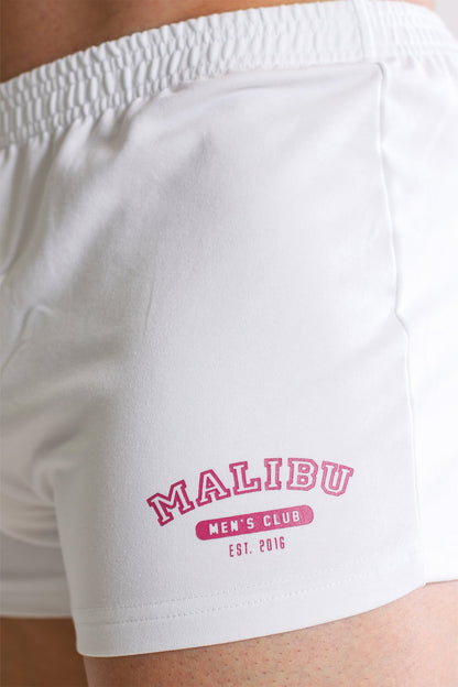 JJ Malibu Men's Varsity 2" Short Shorts with Zipper Pocket  - White