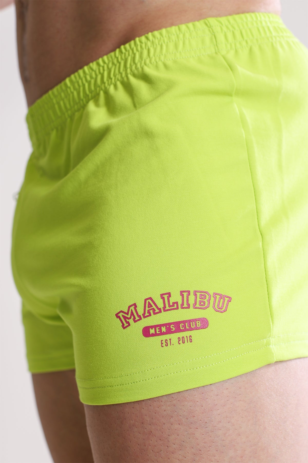 JJ Malibu Men's Varsity 2" Short Shorts with Zipper Pocket  - Neon Yellow