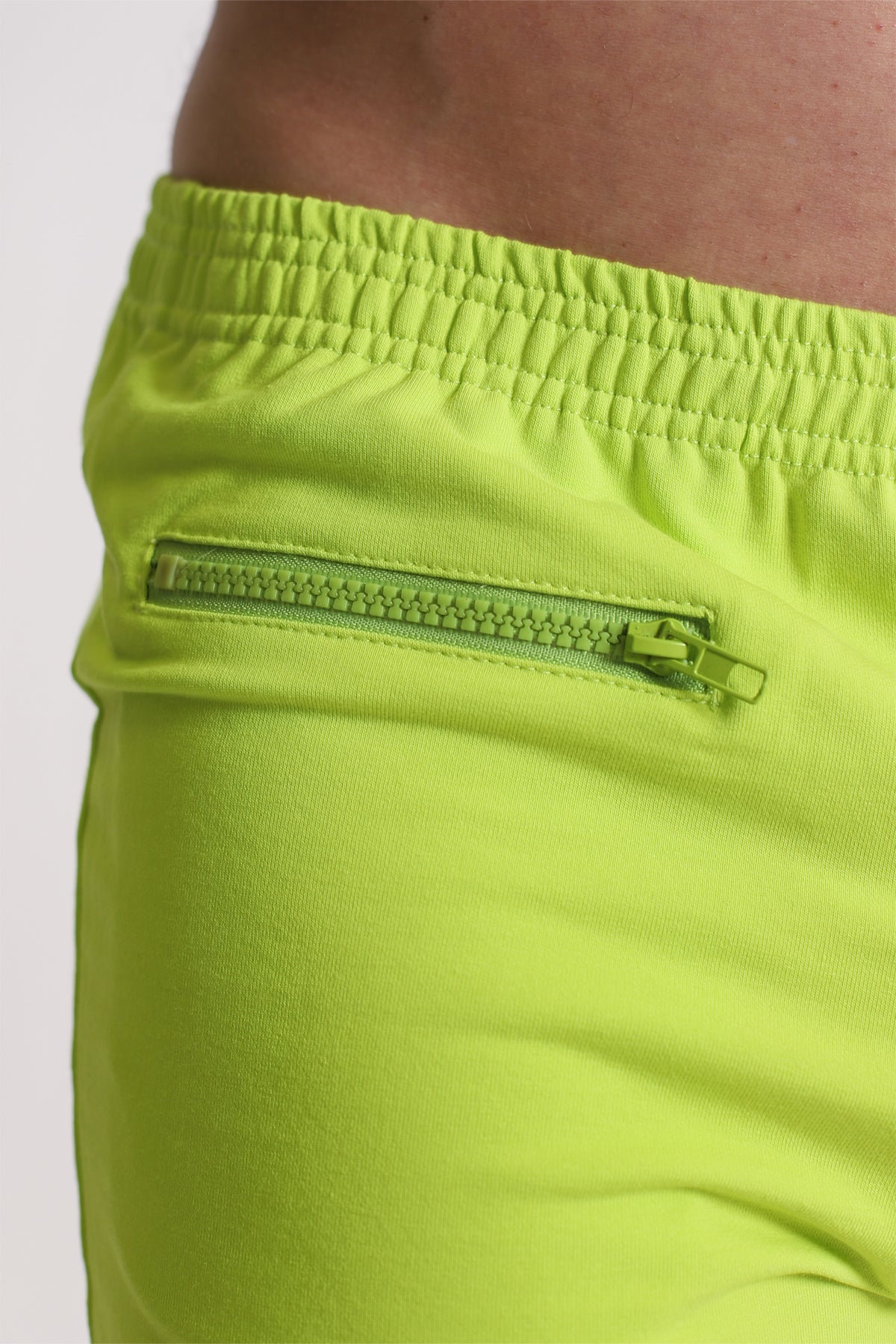 JJ Malibu Men's Varsity 2" Short Shorts with Zipper Pocket  - Neon Yellow