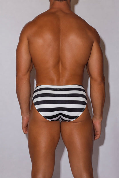 JJ Malibu Men's Wet-N-Wild Swim Briefs - Classic Stripes