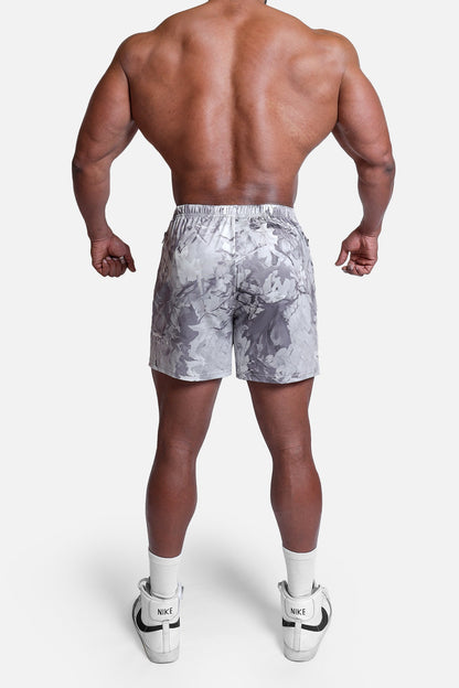 Jed North Men's Agile Bodybuilding 4'' Shorts w Zipper Pockets - Leaf Camo