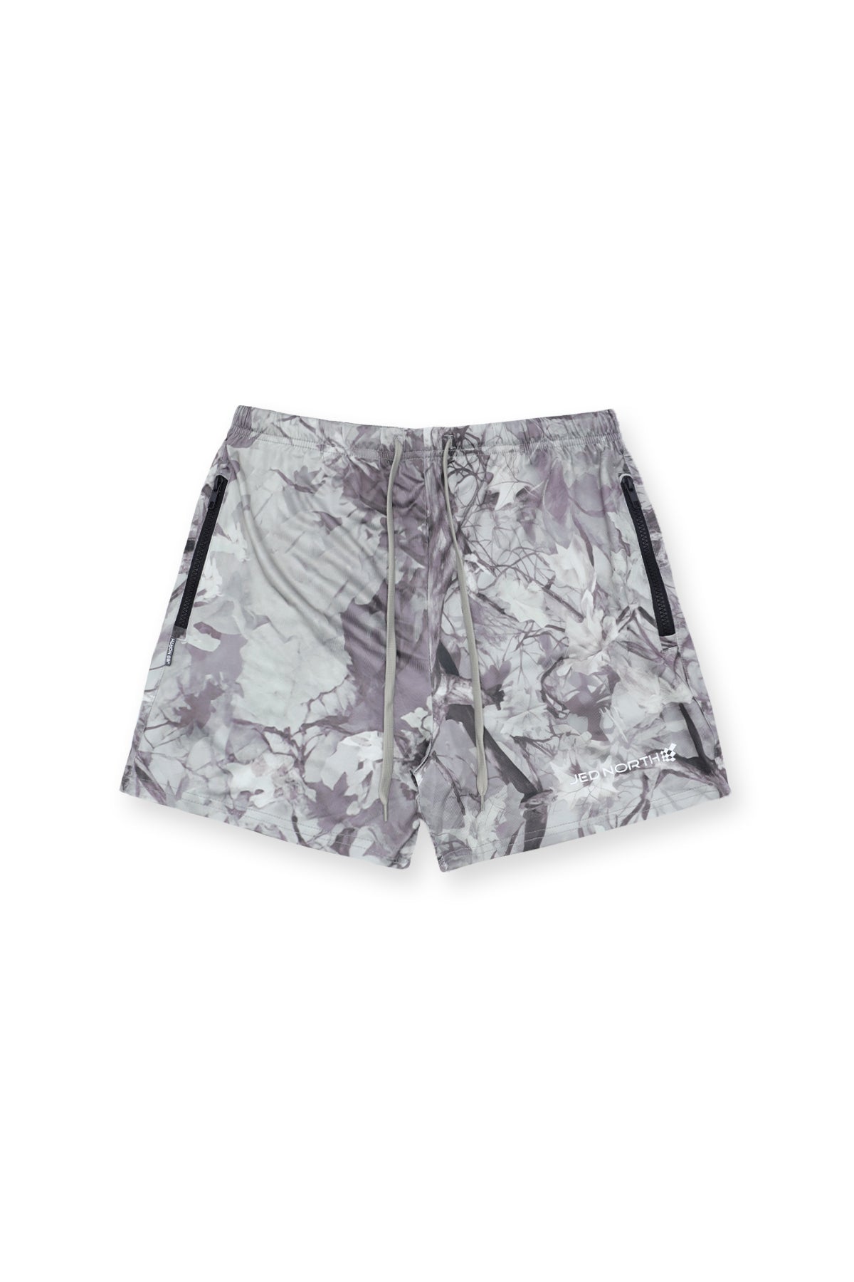 Jed North Men's Agile Bodybuilding 4'' Shorts w Zipper Pockets - Leaf Camo