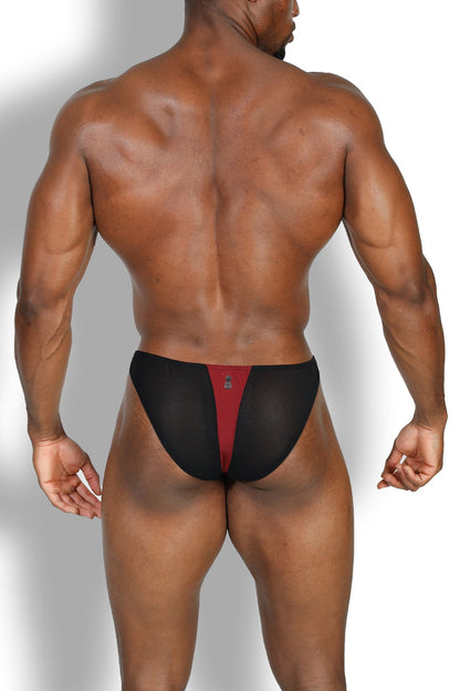 JJ Malibu Men's Club-Kid Mesh Bikini Briefs - Sangria Red
