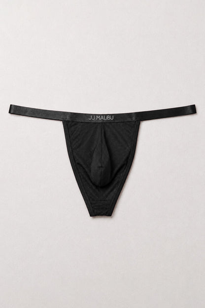 JJ Malibu Men's Now-or-Never Mesh Thong - Black Licorice
