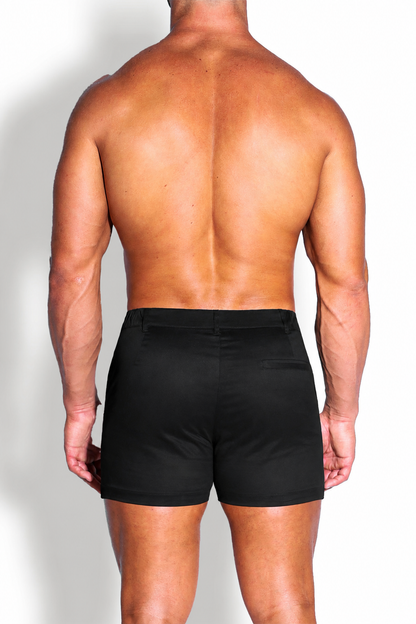 JJ Malibu Men's Muscle-fit Men's 2.5'' Stretchy Chino Shorts - Midnight Black