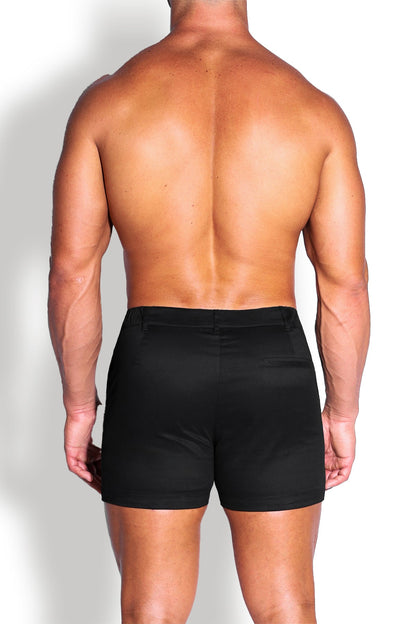 JJ Malibu Men's Muscle-fit Men's 4'' Stretchy Chino Shorts - Jet Black
