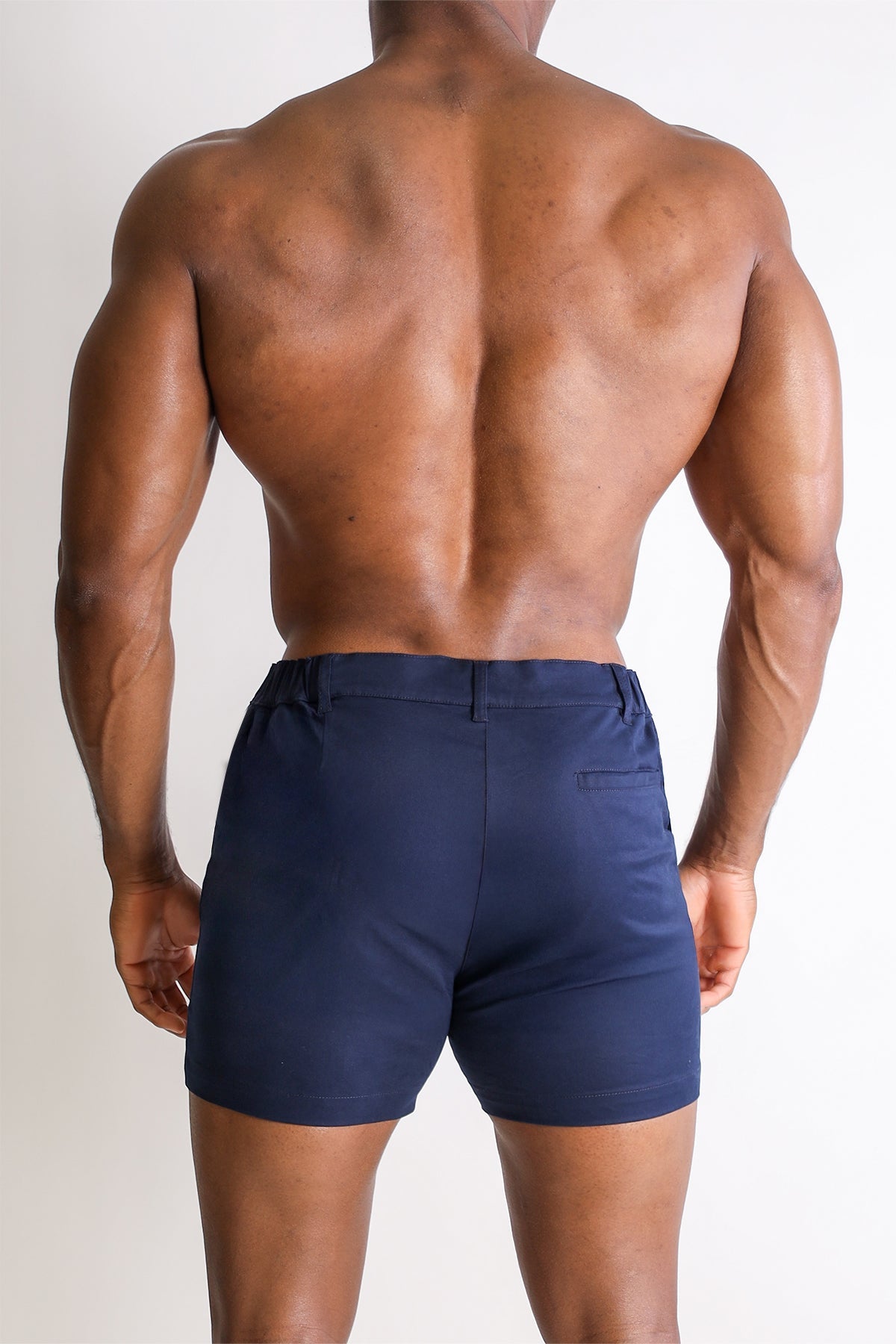 JJ Malibu Men's Muscle-fit Men's 4'' Stretchy Chino Shorts - Navy
