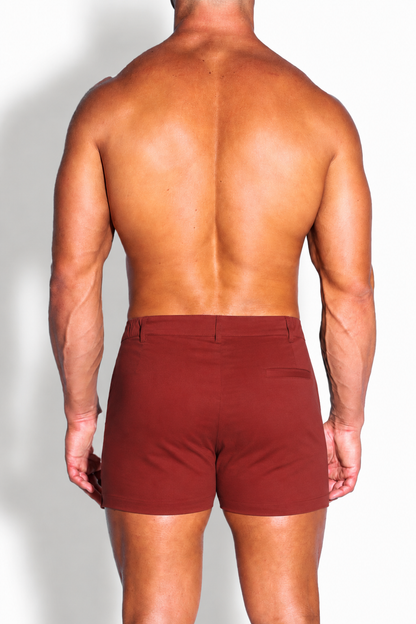 JJ Malibu Men's Muscle-fit Men's 2.5'' Stretchy Chino Shorts - Copper