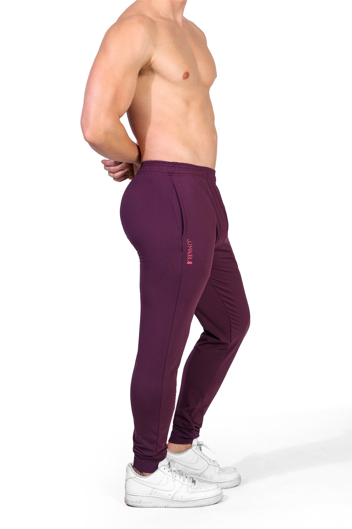 JJ Malibu Men's Peek-A-Boo Joggers - Plum Purple