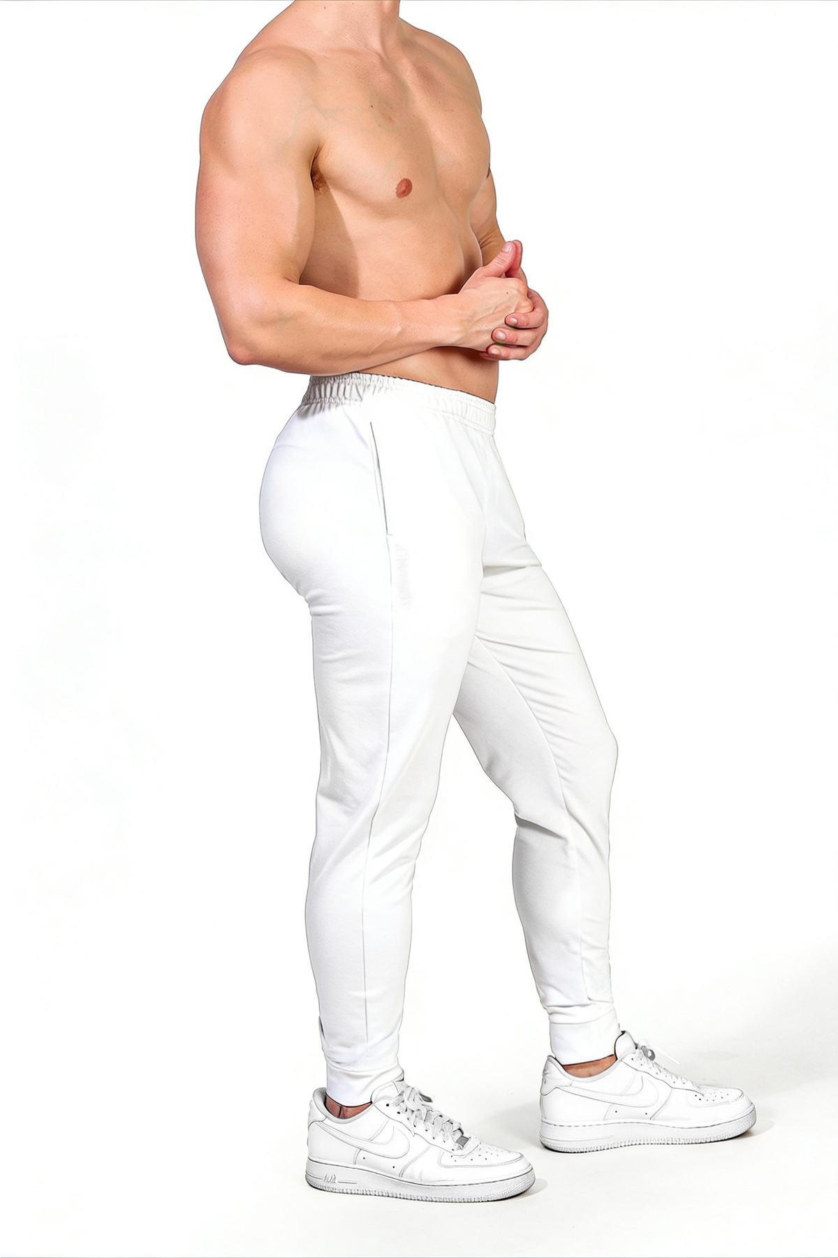 JJ Malibu Men's Peek-A-Boo Joggers - White