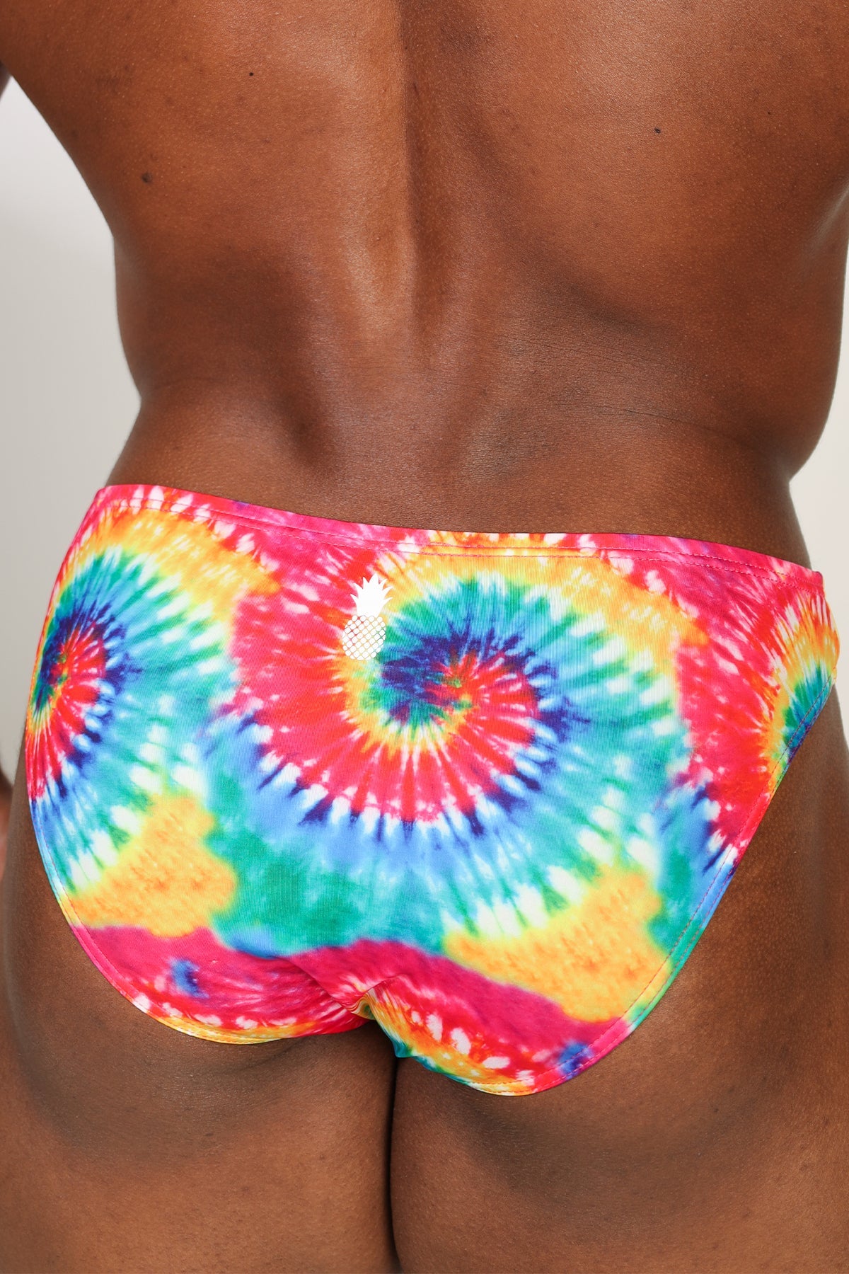 JJ Malibu Men's Men's Slimmer Bulge Briefs - Rainbow Tie Dye
