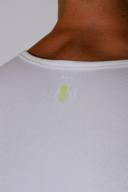 JJ Malibu Men's Striker V-Neck Short Sleeve Bodysuit - Cream White