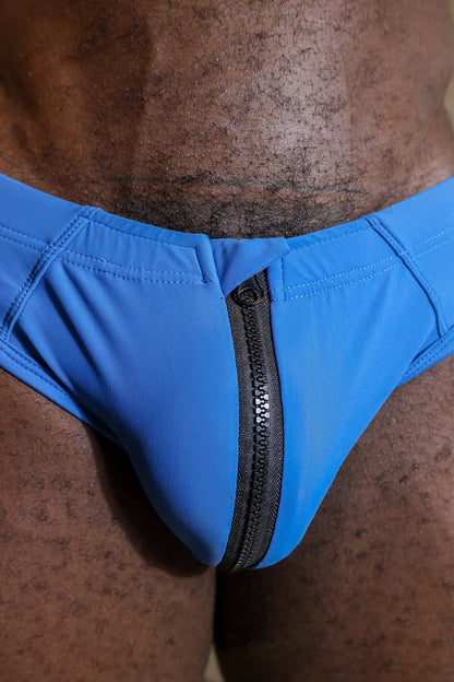 JJ Malibu Men's Unzip Me Swim Briefs - Blue