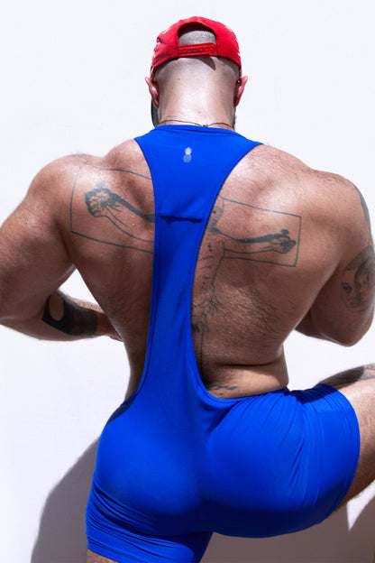 JJ Malibu Men's Men's Athletic Wrestling Singlet Bodysuit  - Royal Blue