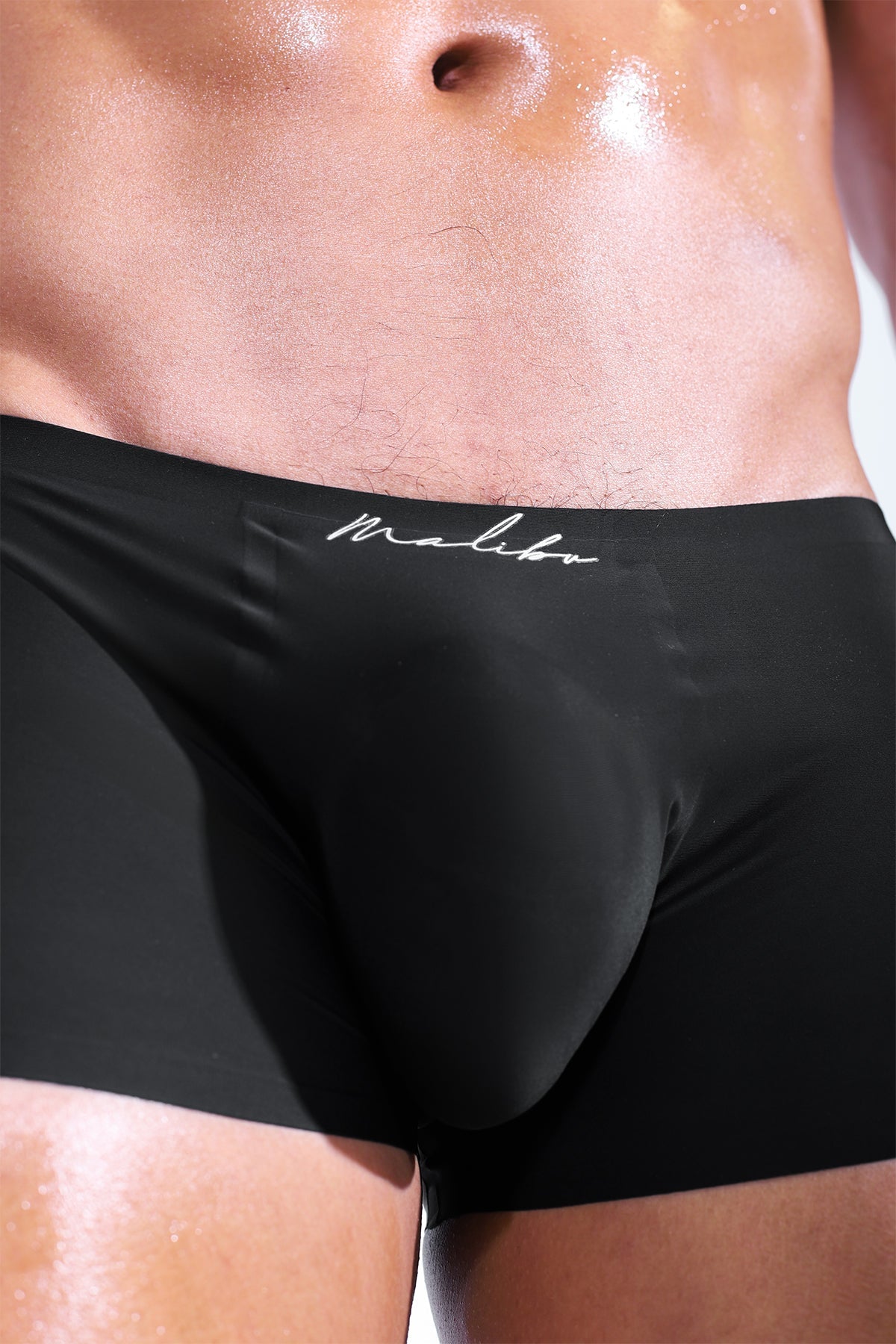 JJ Malibu Men's Come-Over Silky Seamless Boxer Briefs - Midnight Black