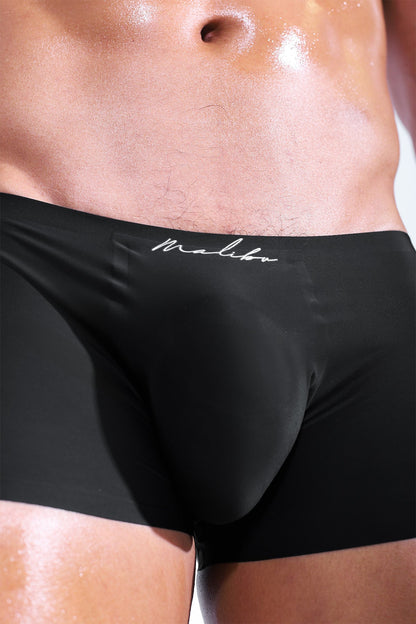 JJ Malibu Men's Come-Over Silky Seamless Boxer Briefs - Midnight Black