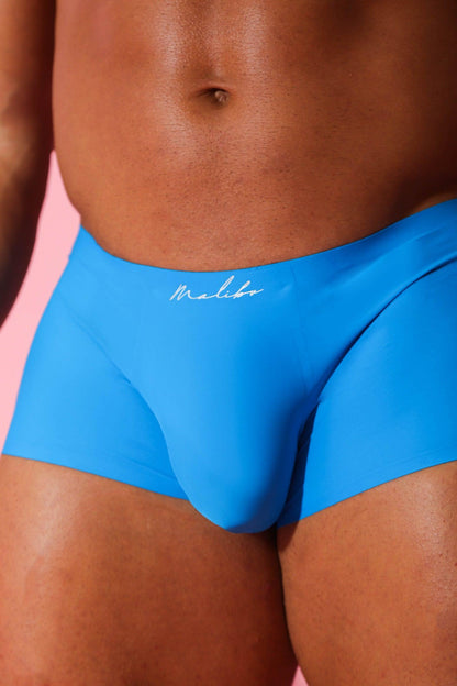 JJ Malibu Men's Come-Over Silky Seamless Boxer Briefs - Neon Blue
