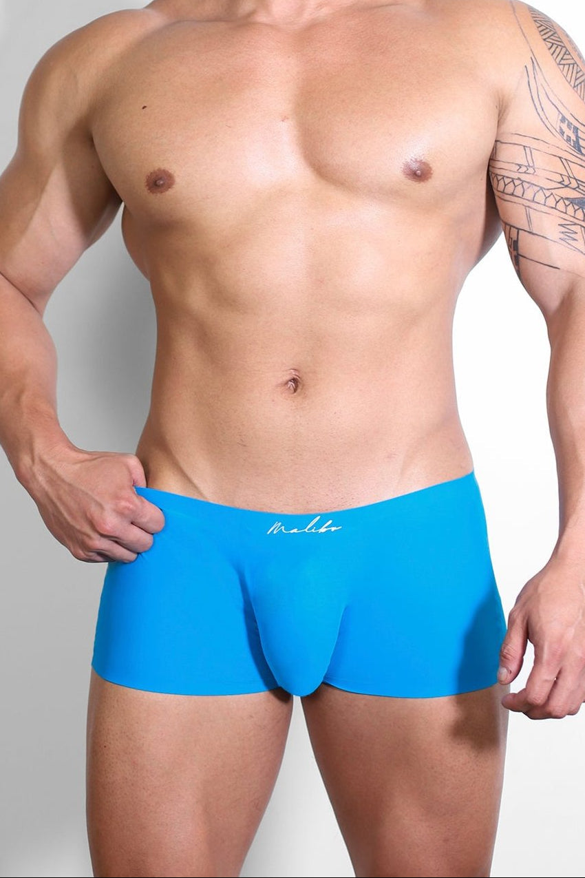 JJ Malibu Men's Come-Over Silky Seamless Boxer Briefs - Neon Blue