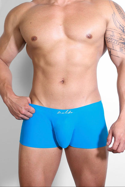 JJ Malibu Men's Come-Over Silky Seamless Boxer Briefs - Neon Blue