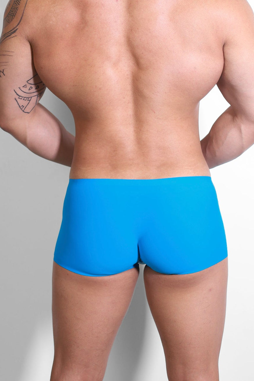 JJ Malibu Men's Come-Over Silky Seamless Boxer Briefs - Neon Blue