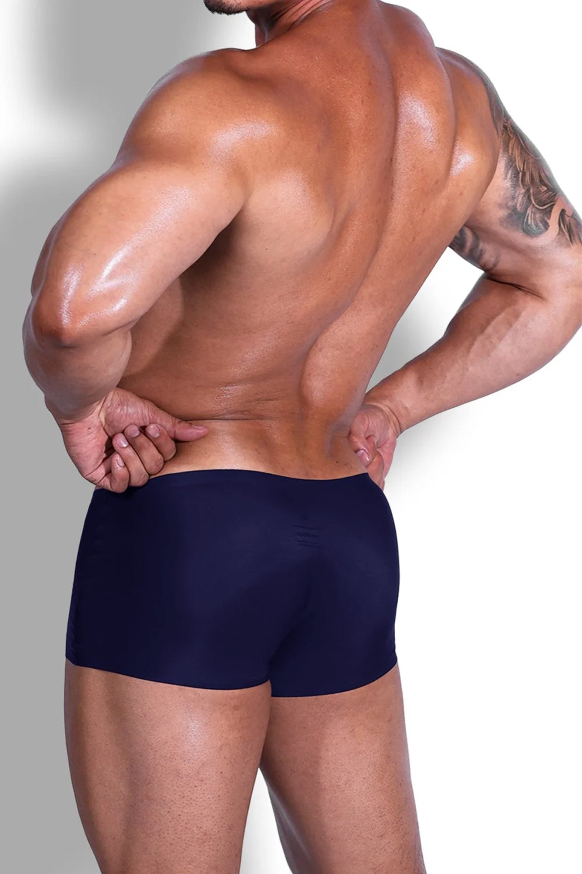 JJ Malibu Men's Come-Over Silky Seamless Boxer Briefs - Indigo Navy