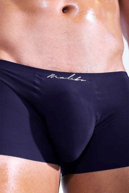 JJ Malibu Men's Come-Over Silky Seamless Boxer Briefs - Indigo Navy