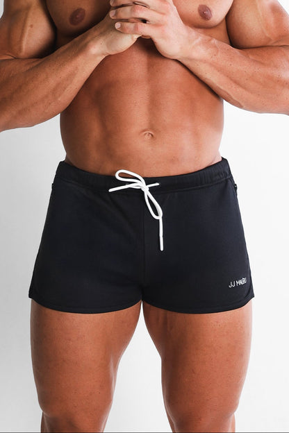 JJ Malibu Men's For-the-Night 2" Gym Short Shorts with Drawstring - Obsidian Black
