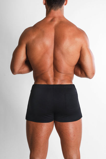 JJ Malibu Men's For-the-Night 2" Gym Short Shorts with Drawstring - Obsidian Black