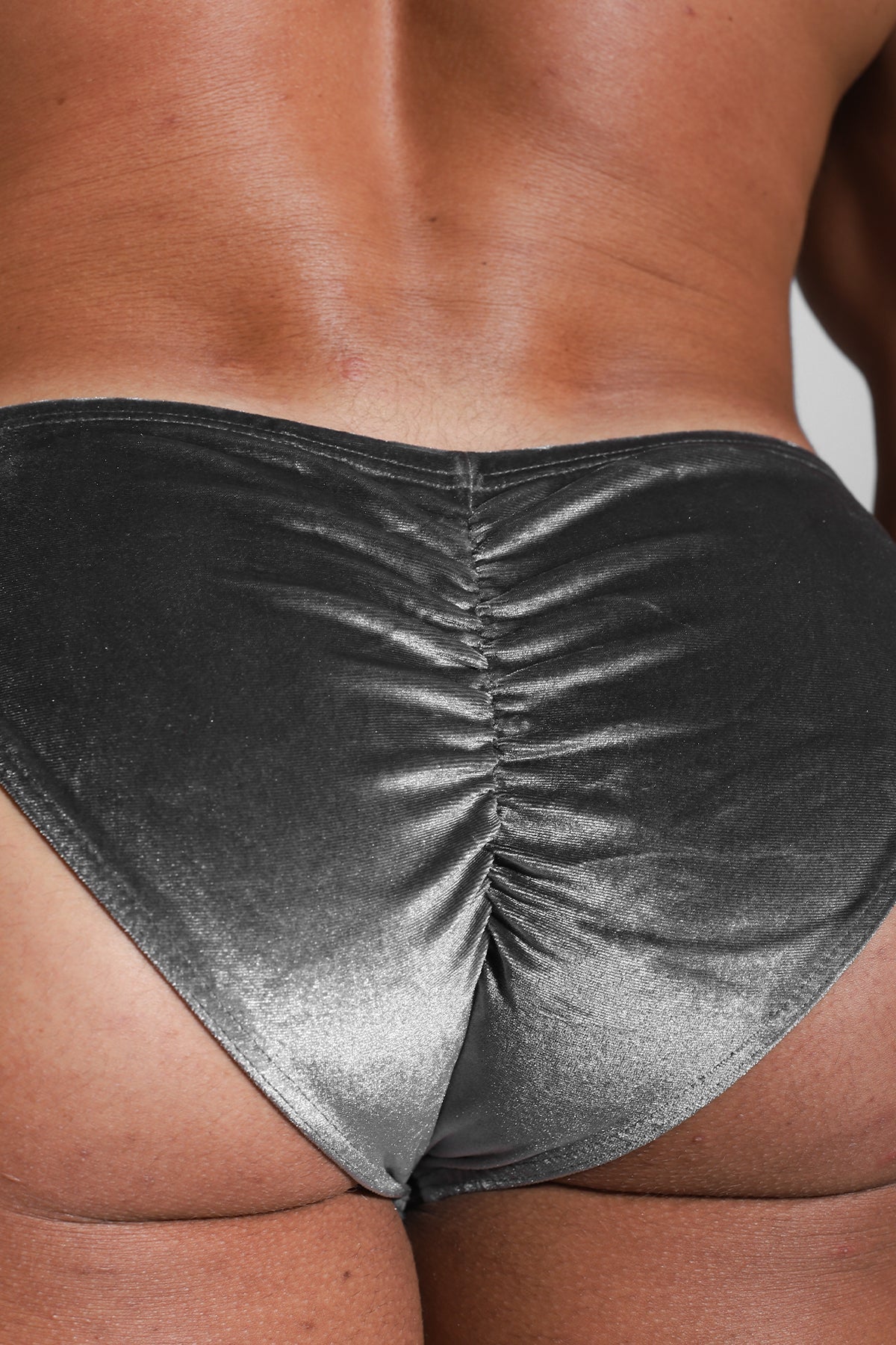JJ Malibu Men's Velvety Scrunch-Butt Bikini Briefs - Fossil Grey