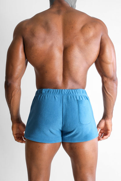 JJ Malibu Men's Luxe Plush Fleece 2" Short Shorts - Baby Blue