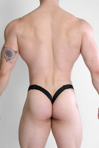 JJ Malibu Men's Deep Back V Jockstrap - Obsidian Black